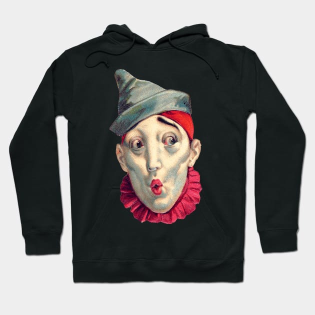 Vintage Clown Illustration - Red Ruffles Hoodie by Naves